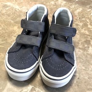 Greyish blue checkered vans